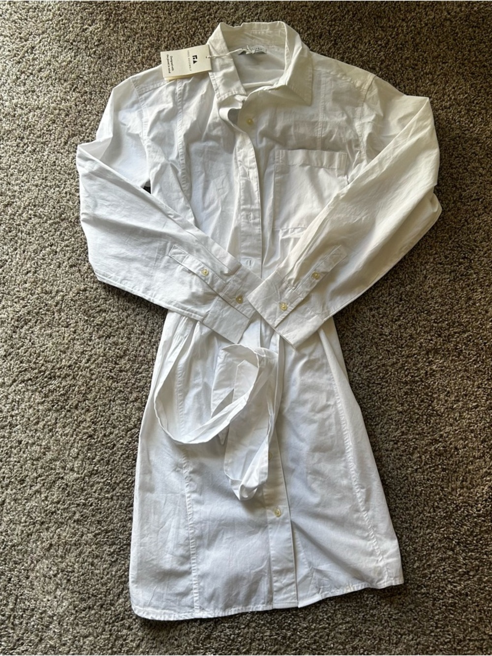 Free Assembly White Button-Up Shirt Dress